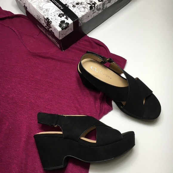 CL by Laundry Shoes - CL by Laundry Capital Platform Black Wedge Heels